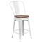 Merrick Lane Donnely Metal Dining Stool with Curved Slatted Back and Textured Wood Seat